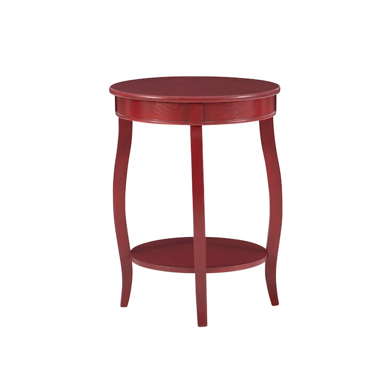 Penelope White Round Table with Shelf