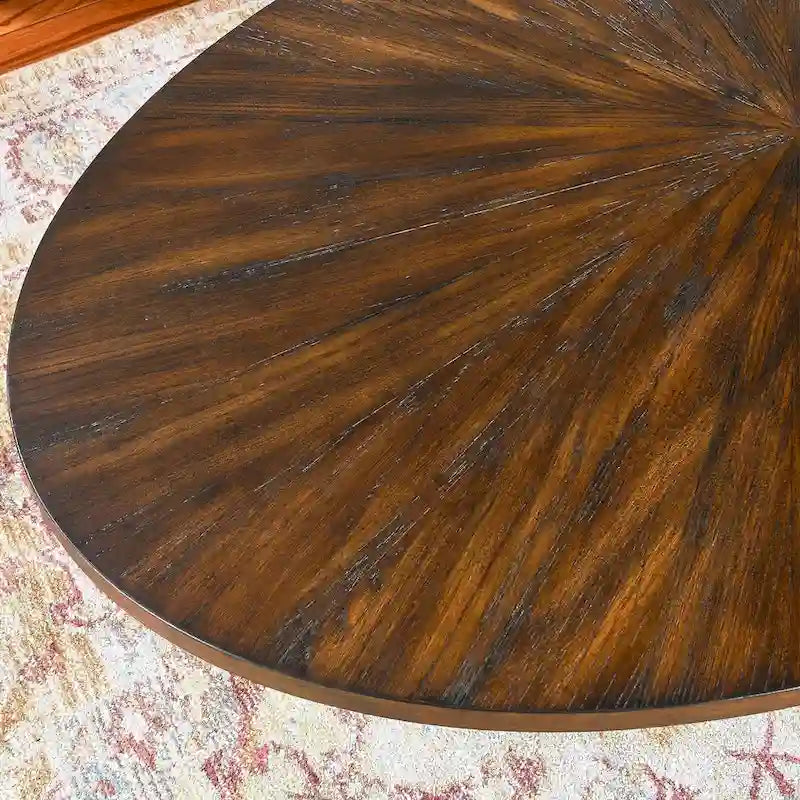 Solid Wood Contemporary Oval Coffee Table with Cross Metal Legs