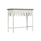 Zinc-Finished Metal and Wood Scalloped Edge Sofa Table