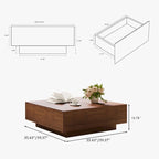 Mid Century Modern Coffee TableMinimalist Wood Veneer Coffee Table with Storage for Living Room, Fully-assembled