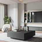 Mid Century Modern Coffee TableMinimalist Wood Veneer Coffee Table with Storage for Living Room, Fully-assembled