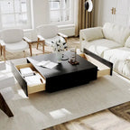 Mid Century Modern Coffee TableMinimalist Wood Veneer Coffee Table with Storage for Living Room, Fully-assembled