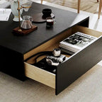 Mid Century Modern Coffee TableMinimalist Wood Veneer Coffee Table with Storage for Living Room, Fully-assembled