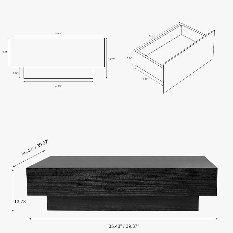 Mid Century Modern Coffee TableMinimalist Wood Veneer Coffee Table with Storage for Living Room, Fully-assembled