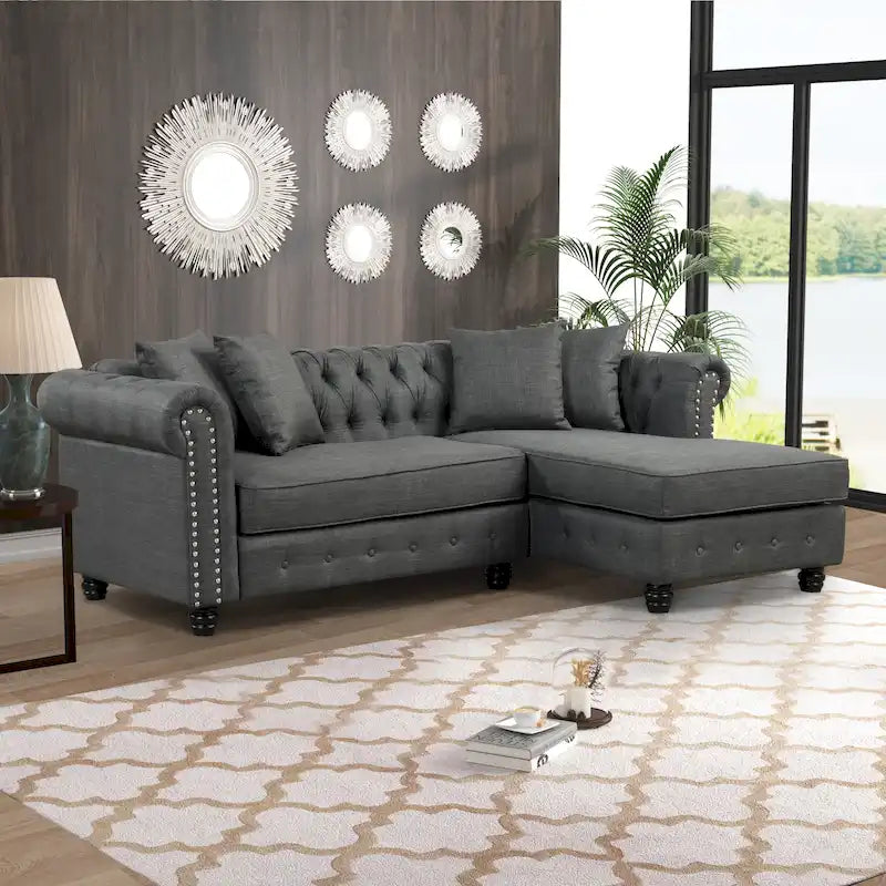 Morden Fort Chesterfield Sofa Living Room Furniture Couches Linen