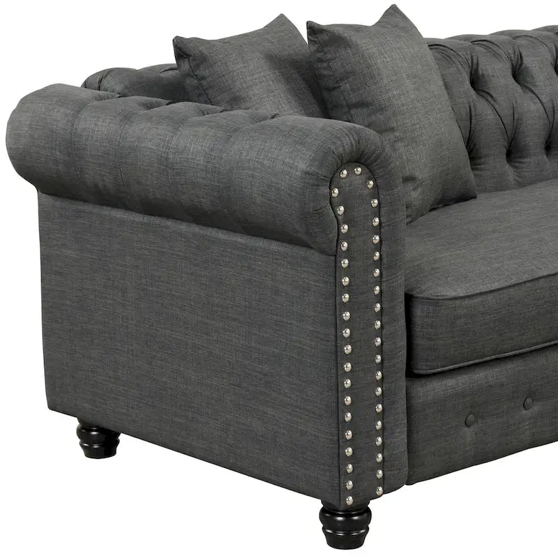 Morden Fort Chesterfield Sofa Living Room Furniture Couches Linen