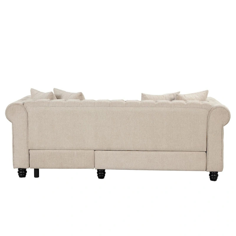 Morden Fort Chesterfield Sofa Living Room Furniture Couches Linen