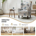 Epimethis Traditional Fabric Accent Wingback Armchair with Turned Legs by HULALA HOME