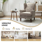 Epimethis Traditional Fabric Accent Wingback Armchair with Turned Legs by HULALA HOME