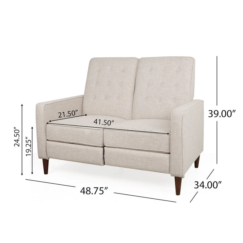 Denison Upholstered Loveseat Pushback Recliner by Christopher Knight Home