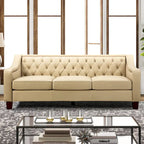 Mateo 82.28 Wide Transitional Genuine Leather Sofa with Nailhead Trim and Button-Tufted Back