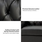 Mateo 82.28 Wide Transitional Genuine Leather Sofa with Nailhead Trim and Button-Tufted Back