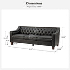Mateo 82.28 Wide Transitional Genuine Leather Sofa with Nailhead Trim and Button-Tufted Back