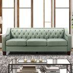Mateo 82.28 Wide Transitional Genuine Leather Sofa with Nailhead Trim and Button-Tufted Back