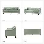 Mateo 82.28 Wide Transitional Genuine Leather Sofa with Nailhead Trim and Button-Tufted Back