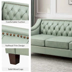 Mateo 82.28 Wide Transitional Genuine Leather Sofa with Nailhead Trim and Button-Tufted Back