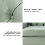 Mateo 82.28 Wide Transitional Genuine Leather Sofa with Nailhead Trim and Button-Tufted Back