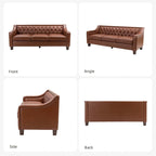 Mateo 82.28 Wide Transitional Genuine Leather Sofa with Nailhead Trim and Button-Tufted Back