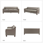 Mateo 82.28 Wide Transitional Genuine Leather Sofa with Nailhead Trim and Button-Tufted Back