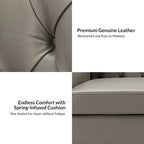 Mateo 82.28 Wide Transitional Genuine Leather Sofa with Nailhead Trim and Button-Tufted Back