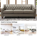 Mateo 82.28 Wide Transitional Genuine Leather Sofa with Nailhead Trim and Button-Tufted Back