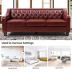 Mateo 82.28 Wide Transitional Genuine Leather Sofa with Nailhead Trim and Button-Tufted Back