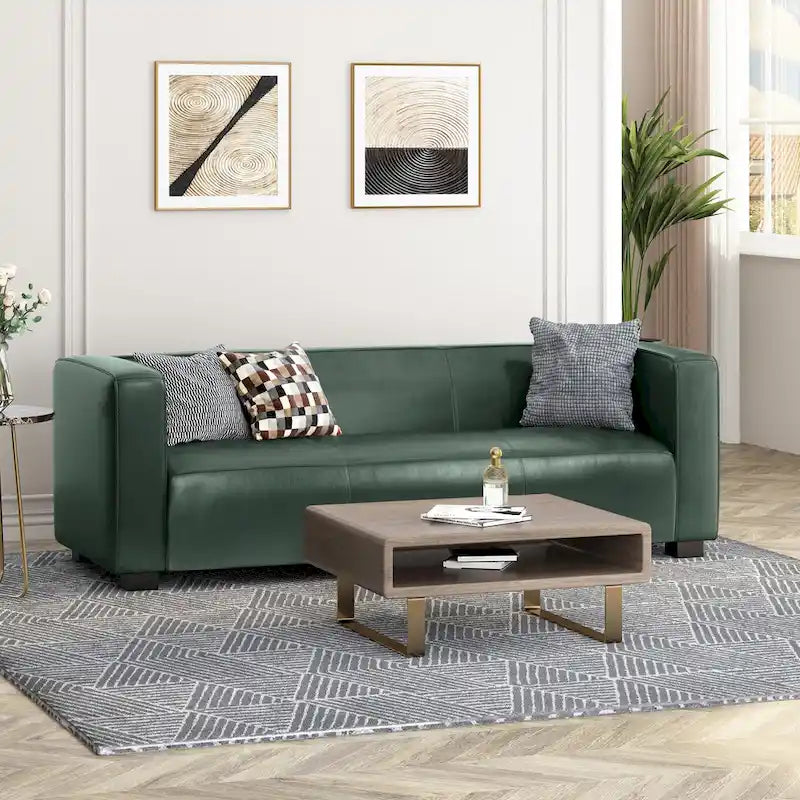 Goyette Faux Leather 3 Seater Sofa by Christopher Knight Home