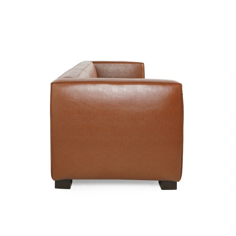 Goyette Faux Leather 3 Seater Sofa by Christopher Knight Home