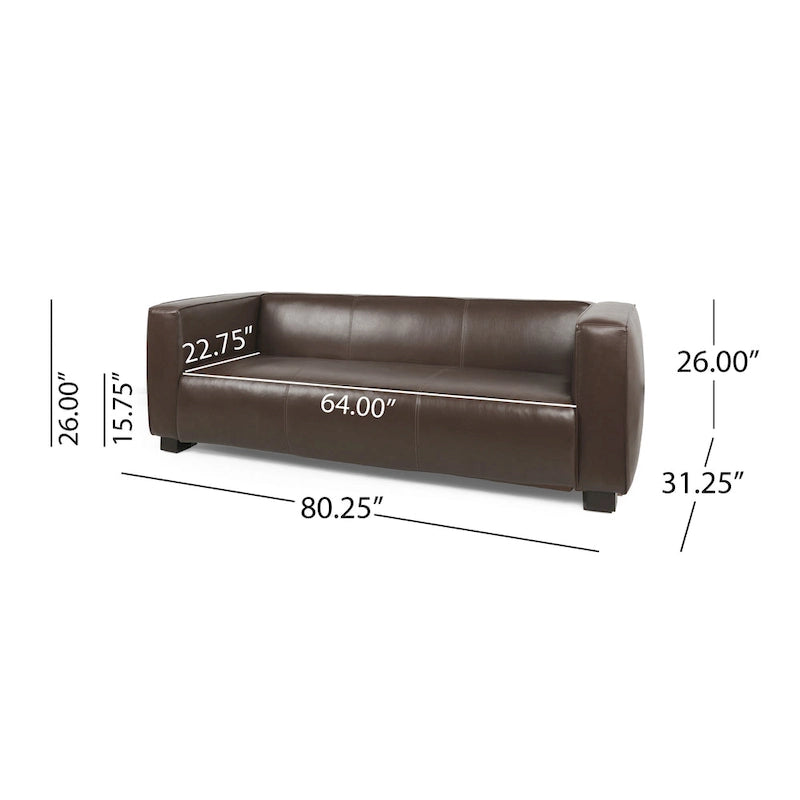 Goyette Faux Leather 3 Seater Sofa by Christopher Knight Home