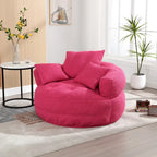 Boucle Upholstered Tufted Barrel Accent Living Room Chair With Toss Pillows