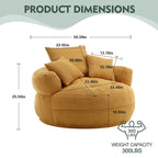 Boucle Upholstered Tufted Barrel Accent Living Room Chair With Toss Pillows