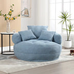Boucle Upholstered Tufted Barrel Accent Living Room Chair With Toss Pillows