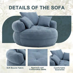 Boucle Upholstered Tufted Barrel Accent Living Room Chair With Toss Pillows