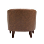 2 Set Vegan Leather Barrel Accent Chairs with Nailheads Trim