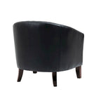 2 Set Vegan Leather Barrel Accent Chairs with Nailheads Trim