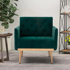 Velvet Upholstered Tufted Accent Chair With Golden feet