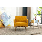 Velvet Upholstered Tufted Accent Chair With Golden feet