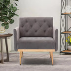 Velvet Upholstered Tufted Accent Chair With Golden feet