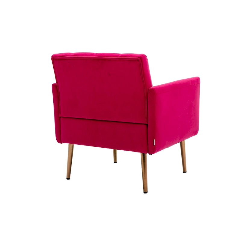 Velvet Upholstered Tufted Accent Chair With Golden feet