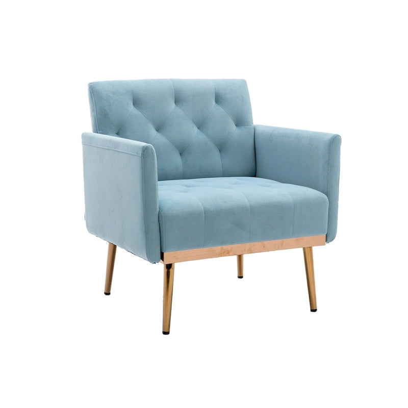 Velvet Upholstered Tufted Accent Chair With Golden feet