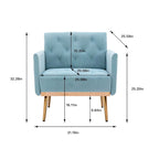 Velvet Upholstered Tufted Accent Chair With Golden feet