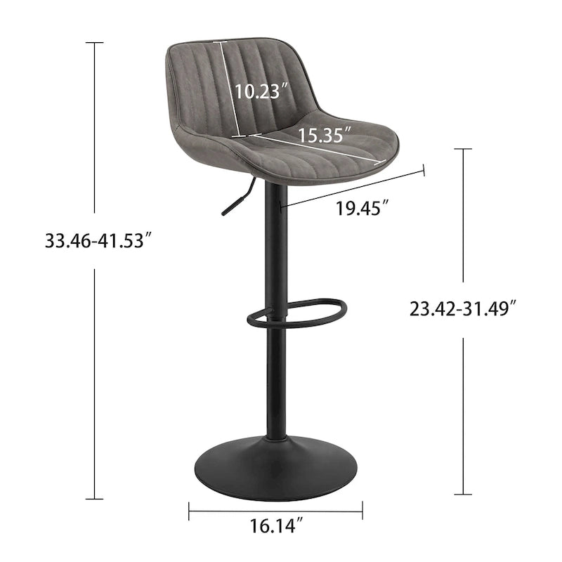 Art Leon Adjustable Height Swivel Barstool, Set of 2