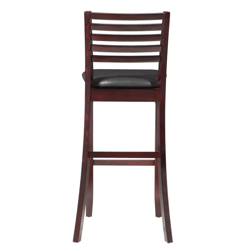 Linon Pitchfork Espresso Ladder Back Bar Stool