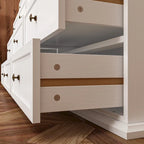 Versatile 12-Drawer Solid Wood Dresser - Brown & White Chest Of Drawer