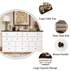 Versatile 12-Drawer Solid Wood Dresser - Brown & White Chest Of Drawer