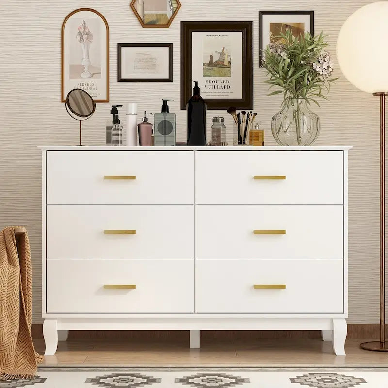 FUFU&GAGA 47.2W 6 Drawer Double Dresser Drawer Storage Chest Lacquer