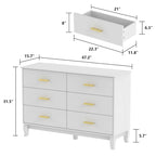 FUFU&GAGA 47.2W 6 Drawer Double Dresser Drawer Storage Chest Lacquer
