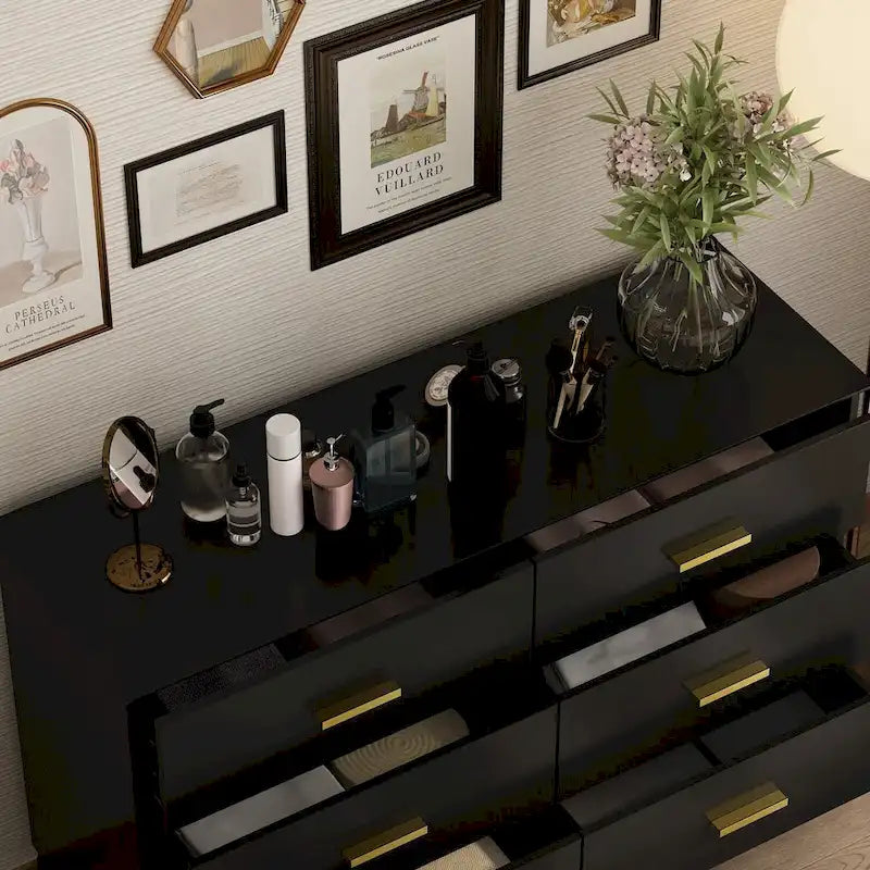 FUFU&GAGA 47.2W 6 Drawer Double Dresser Drawer Storage Chest Lacquer