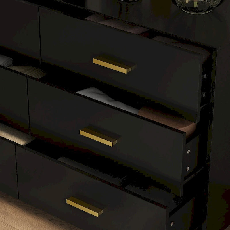 FUFU&GAGA 47.2W 6 Drawer Double Dresser Drawer Storage Chest Lacquer