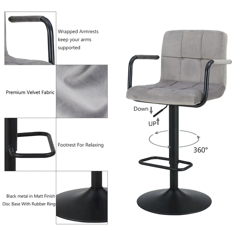 Swivel Adjustable Height with Armrest Bar Stools
